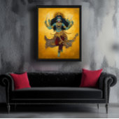 Goddelijke Godin Kali Surreal Goud Blauw Rood Kuns Poster