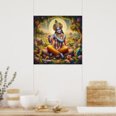 Goddelijke Gouden Fluit Krishna Kunst Poster (Keuken)
