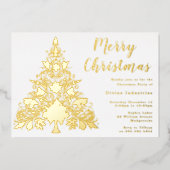 Goddelijke Gouden Folie Kerstboom Kerstfeest Folie Uitnodiging (Voorkant)