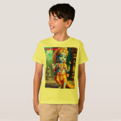 Goddelijke Harmonie: Heer Krishna & Bloeiende Gena T-shirt (Voorkant volledig)