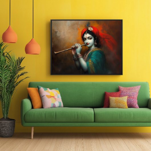 Goddelijke Heer Krishna Barok Antiek Stijl Poster