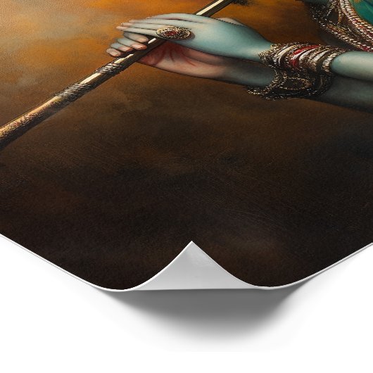 Goddelijke Heer Krishna Barok Antiek Stijl Poster (Hoek)