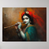 Goddelijke Heer Krishna Barok Antiek Stijl Poster (Voorkant)