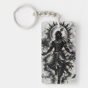Goddelijke Heer Krishna Donkere Silhouet Grunge Ku Sleutelhanger