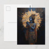 Goddelijke Heer Krishna spelend op de Fluit Art No Briefkaart (Voorkant / Achterkant)