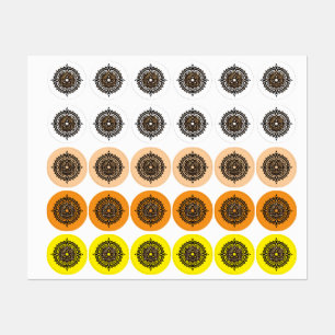 Goddelijke Heilige Mandala - Zwart & Goud Trishul Labels