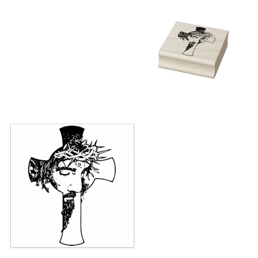 Goddelijke indrukken - Jezus en het Kruis Houtkuns Rubberstempel (Gestempeld)