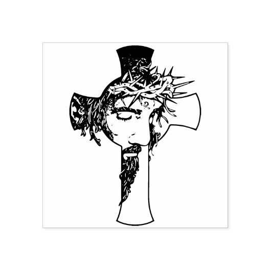 Goddelijke indrukken - Jezus en het Kruis Houtkuns Rubberstempel (Afrduk)