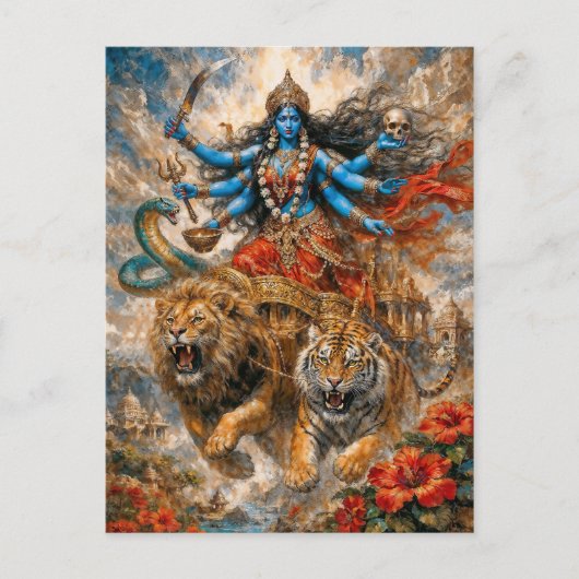 Goddelijke Kali-strijdwagen Briefkaart (Voorkant)