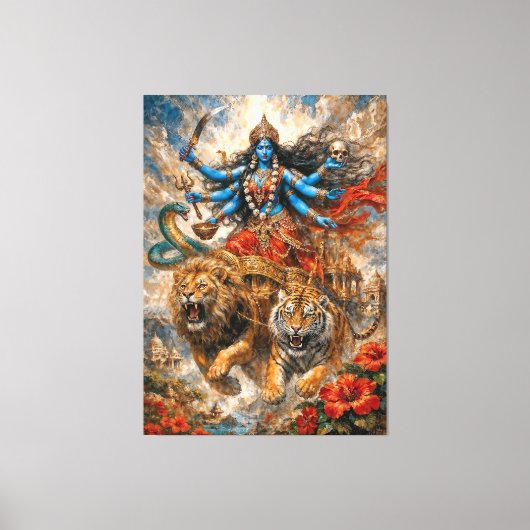 Goddelijke Kali-strijdwagen Canvas Afdruk (Voorkant)