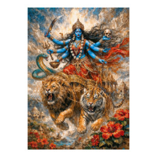 Goddelijke Kali-strijdwagen Foto Afdruk
