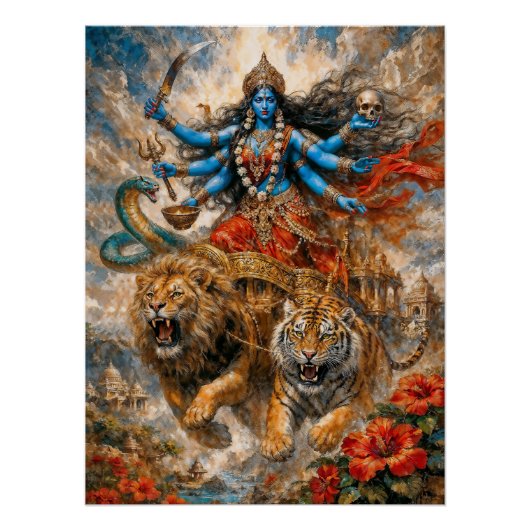 Goddelijke Kali-strijdwagen Perfect Poster (Voorkant)