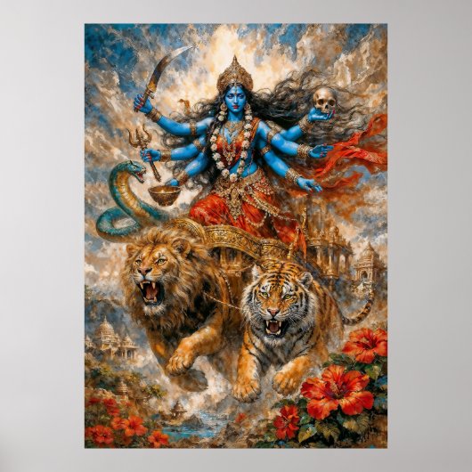 Goddelijke Kali-strijdwagen Poster (Voorkant)