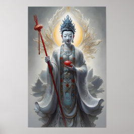 Goddelijke Kannon Bodhisattva Poster met stralende