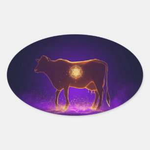 Goddelijke Koe Silhouet Govardhan Puja Spirituee Ovale Sticker