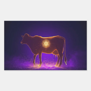 Goddelijke Koe Silhouet Govardhan Puja Spirituee Rechthoekige Sticker
