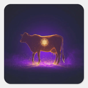 Goddelijke Koe Silhouet   Govardhan Puja Spirituee Vierkante Sticker