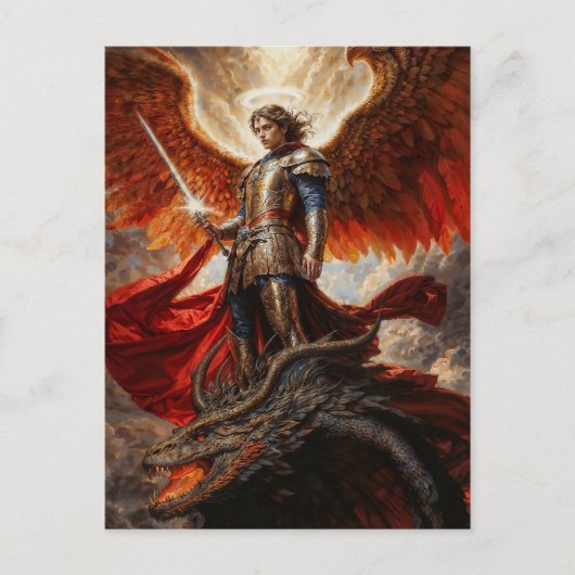 Goddelijke Krijger Aartsengel Michaël Briefkaart (Voorkant)