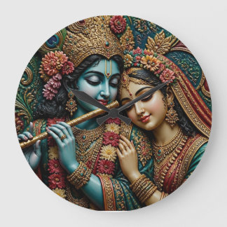 Goddelijke Krishna en Radha traditionele kunst Grote Klok