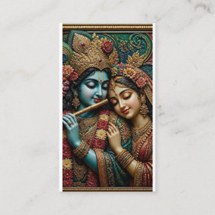Goddelijke Krishna en Radha traditionele muurschil Visitekaartje