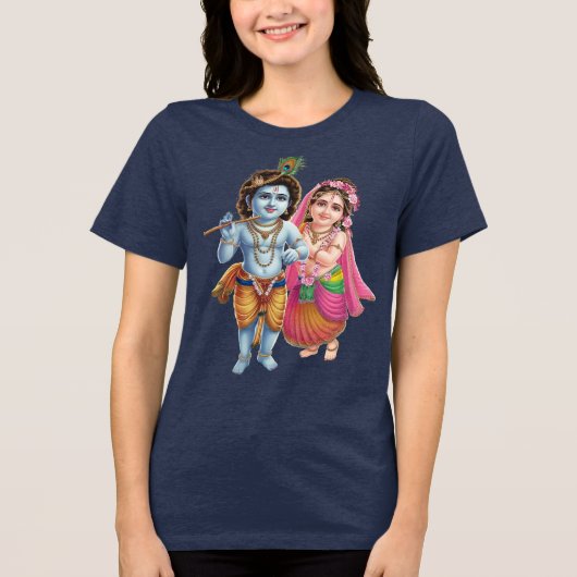 Goddelijke Liefde: Radha Krishna Tri-Blend Shirt (Voorkant)