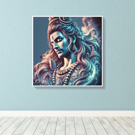 Goddelijke Majesteit: Heer Shiva in hemelse pracht Canvas Afdruk (Insitu (Houten vloer))