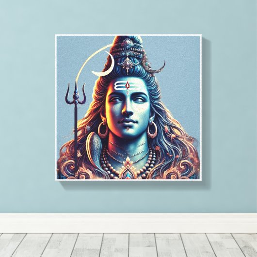 Goddelijke Majesteit: Heer Shiva in hemelse pracht Canvas Afdruk (Insitu (Houten vloer))