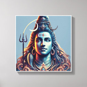 Goddelijke Majesteit: Heer Shiva in Hemelse Pracht Canvas Afdruk