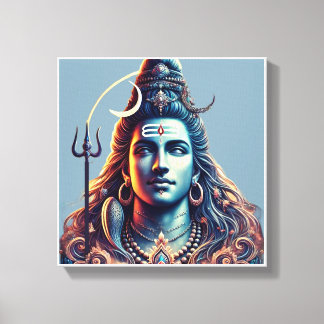 Goddelijke Majesteit: Heer Shiva in Hemelse Pracht Canvas Afdruk