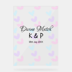 Goddelijke match voeg koppelnaam letter hartpatroo acryl bord