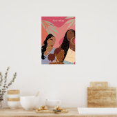 Goddelijke Melanine Hand-Drawn Zwarte Vrouwen Illu Poster (Keuken)