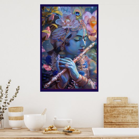 Goddelijke melodie: Lord Krishna Poster (Keuken)