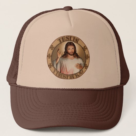 Goddelijke Mercy Jezus, ik vertrouw in jou Gear. Trucker Pet (Voorkant)