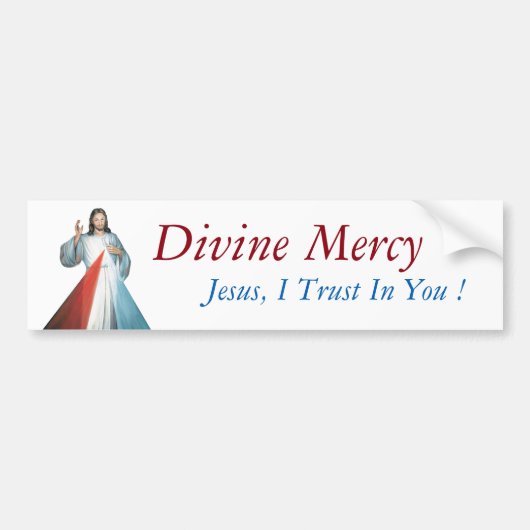 Goddelijke Mercy Jezus, ik vertrouw op je. Bumpersticker (Voorkant)