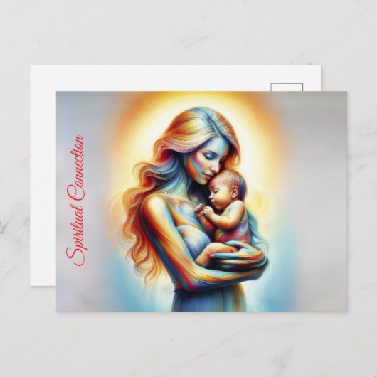 Goddelijke moeder en kind stralende gloeiende scèn briefkaart (Voorkant / Achterkant)