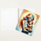 Goddelijke moeder en kind stralende gloeiende scèn planner (Display)