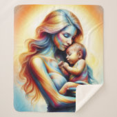 Goddelijke moeder en kind stralende gloeiende scèn sherpa deken (Voorkant)