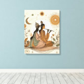 Goddelijke & Mooie Radha Krishna Canvas Muurkunst Afdruk (Insitu (Houten vloer))
