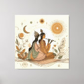 Goddelijke & Mooie Radha Krishna Canvas Muurkunst Afdruk (Voorkant)