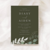 Goddelijke Olijf Groen Blad Elegantie Bruiloft Kaart