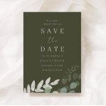 Goddelijke Olijf Groen Blad Elegantie Bruiloft Save The Date<br><div class="desc">Divine Olive Green Leaf Elegance Bruiloft Bewaar de datum Zie bijpassend collectie in Niche en Nest Store</div>