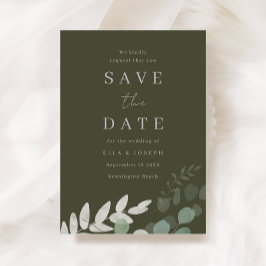 Goddelijke Olijfgroene Blad Elegantie Bruiloft Save The Date