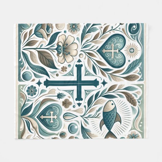 Goddelijke omhelzing Christelijk symbool Fleece Deken (Voorkant (Horizontaal))