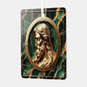 Goddelijke Ontmoeting Jezus Gezicht in  Goud Lijst Metalen Ornament (Voorkant links)