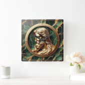 Goddelijke Ontmoeting Jezus Gezicht in  Goud Lijst Vierkante Klok (Huis)