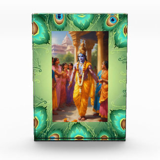 Goddelijke ontmoeting: Lord Krishna's Morning Char Fotoblokken