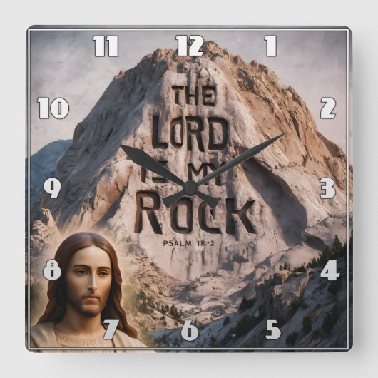 Goddelijke Openbaring: De Heer is mijn rots Vierkante Klok (Voorkant)