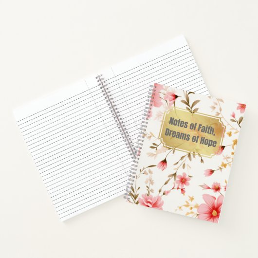 Goddelijke quote op roze  bloemmotief notitieboek (Binnen)
