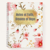 Goddelijke quote op roze bloemmotief notitieboek (Voorkant)