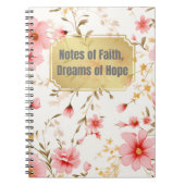 Goddelijke quote op roze bloemmotief notitieboek (Voorkant)